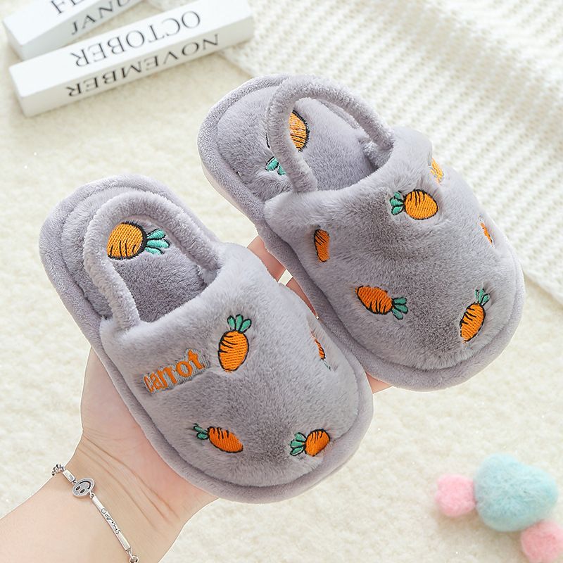 Children's cotton slippers winter warm indoor slippers non-slip cartoon baby new cotton slippers