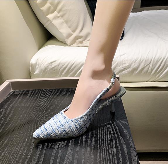 French high heels Baotou sandals female summer fine heel pointed toe set foot single shoes