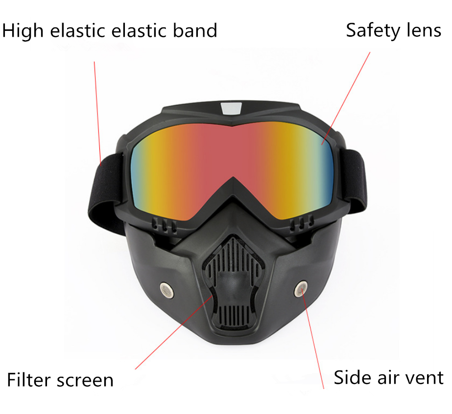 Motorbike mask riding goggles windscreen motocross sports helmet face shield