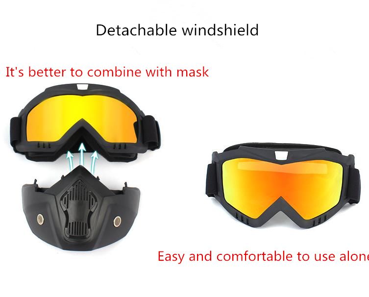 Motorbike mask riding goggles windscreen motocross sports helmet face shield
