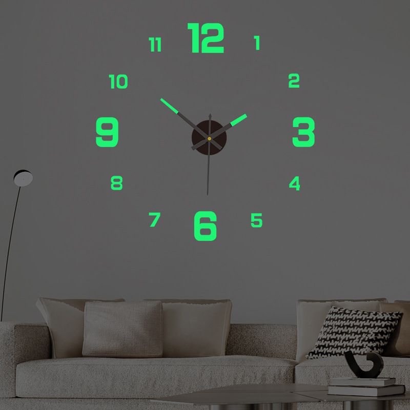 Digital glow-in-the-dark clock diy wall clock no punch decorative wall sticker clock acrylic wall clock