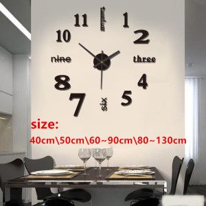 Digital clock acrylic diy wall clock no punch decorative wall sticker clock