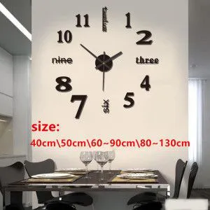 Digital clock acrylic diy wall clock no punch decorative wall sticker clock