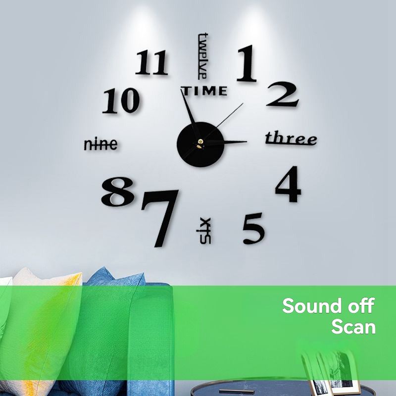 Digital clock acrylic diy wall clock no punch decorative wall sticker clock