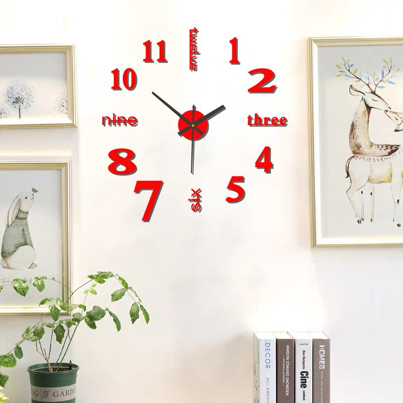 Digital clock acrylic diy wall clock no punch decorative wall sticker clock
