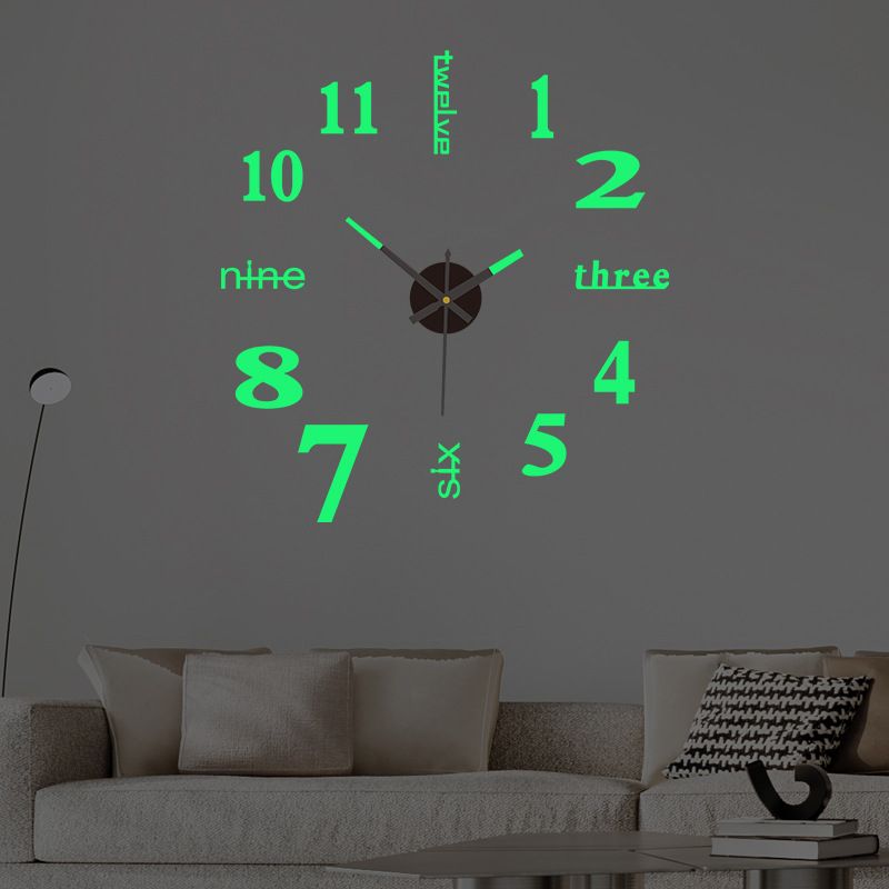 Digital clock acrylic diy wall clock no punch decorative wall sticker clock