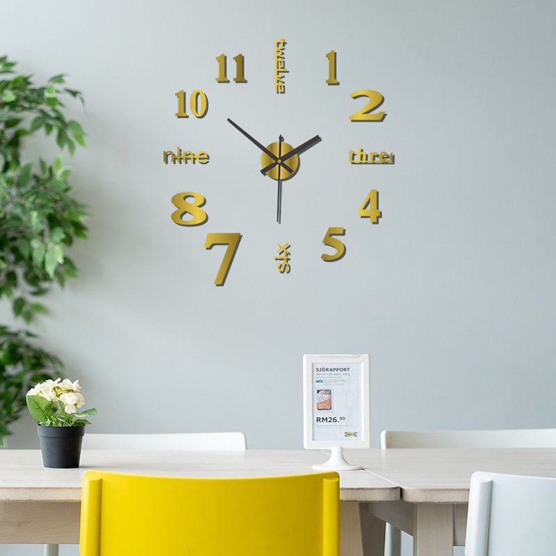 Digital clock acrylic diy wall clock no punch decorative wall sticker clock