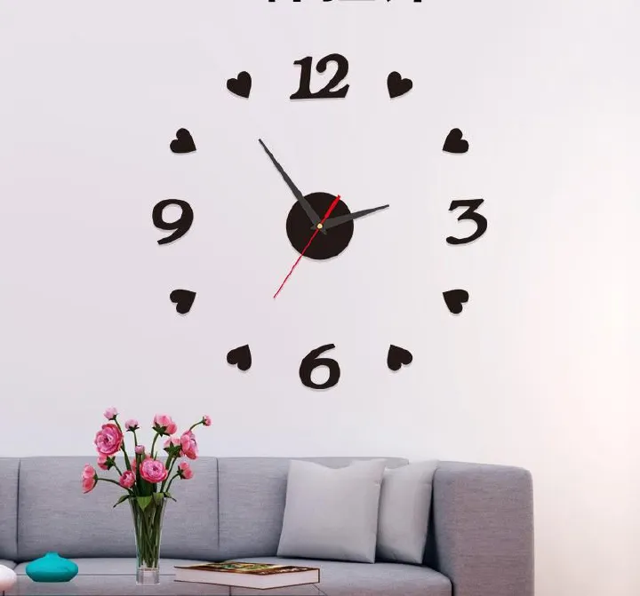 Digital clock acrylic diy wall clock living room decoration wall sticker clock