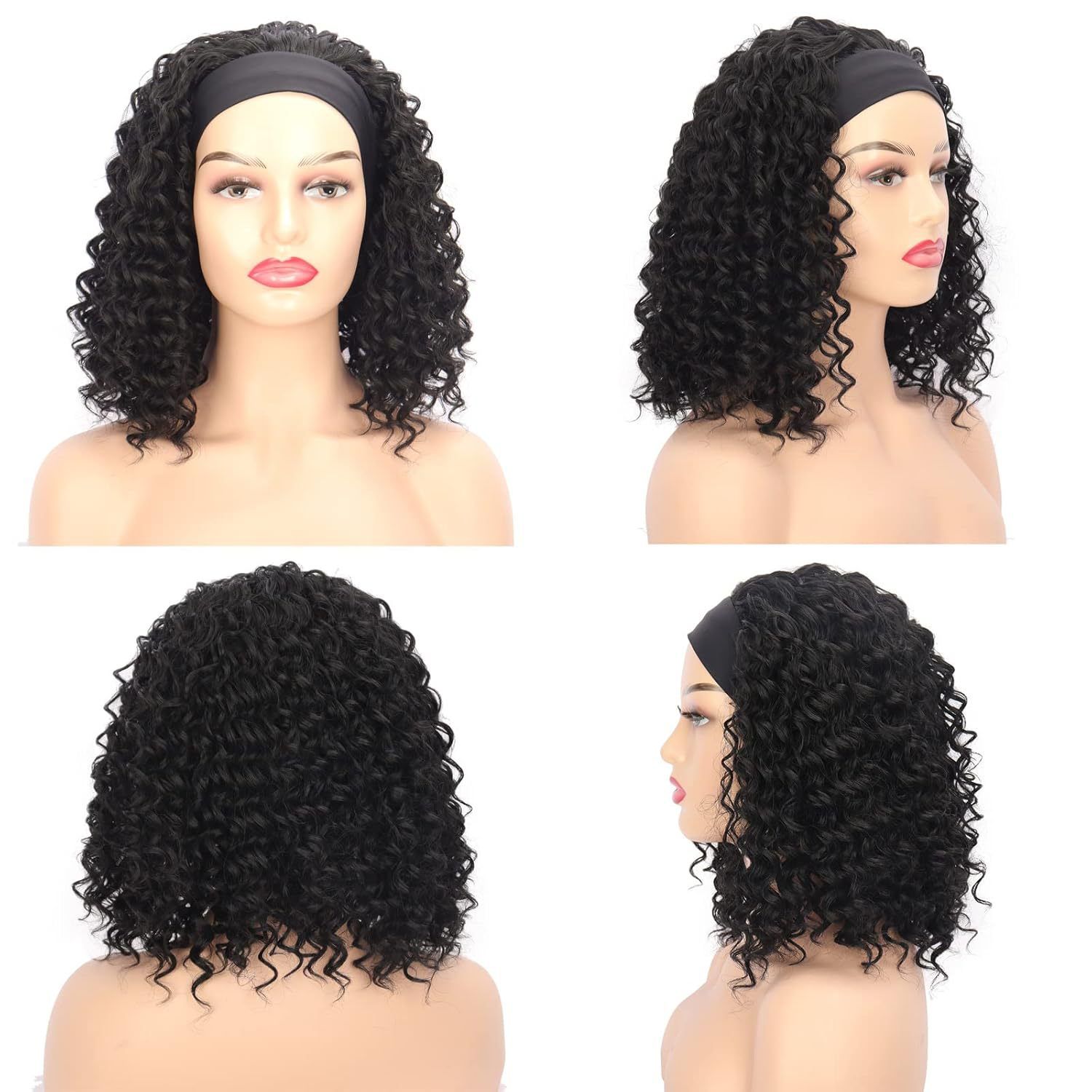 Europe and the United States female small curly wig head set with ice silk hair band chemical fiber wig