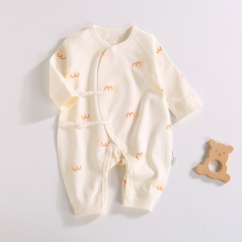 Baby cotton class A onesie 0-3 months baby boys and girls long-sleeved slash straps 0 fluorescent onesie