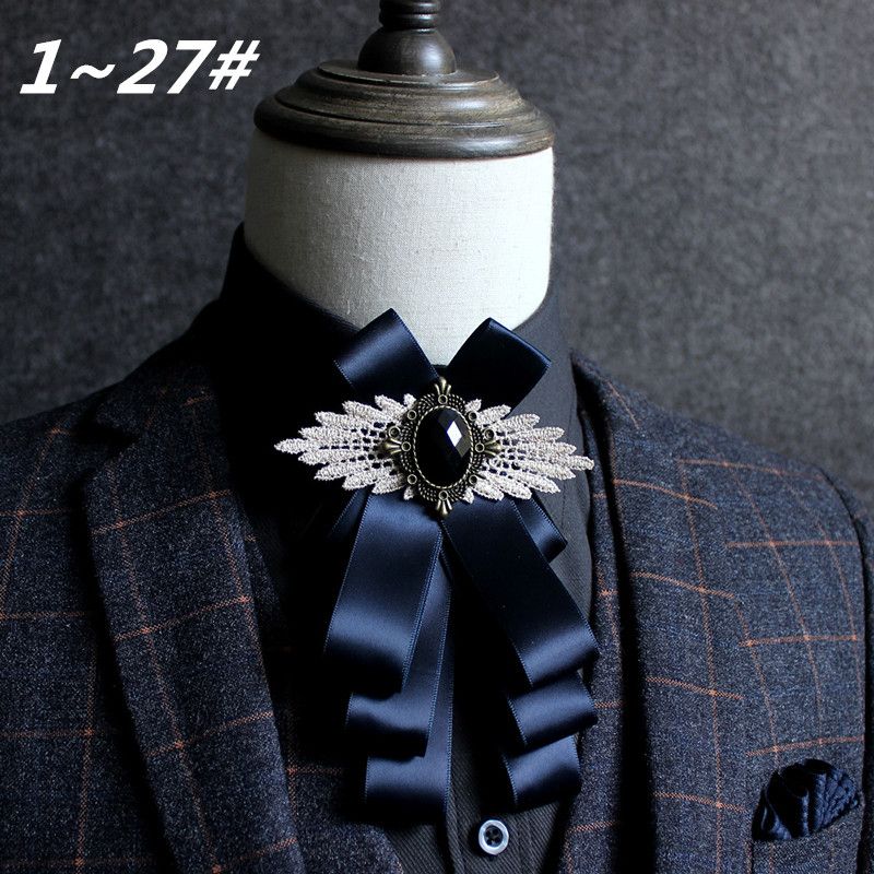 Men's Suit Bow Tie Groom Host Lapel Flower Multi Layered Diamond Encrusted Bow Tie Bow Tie