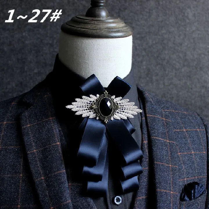 Men's Suit Bow Tie Groom Host Lapel Flower Multi Layered Diamond Encrusted Bow Tie Bow Tie
