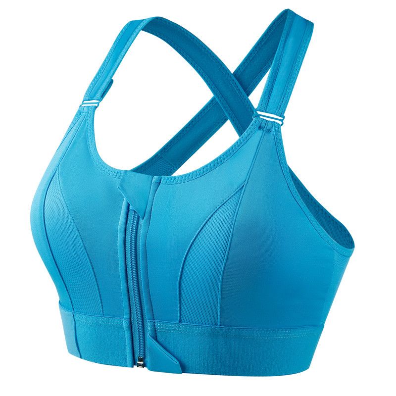 Sports Bra Women's Adjustable Sports Undershirt Front Zipper Shock Absorbent Circleless Yoga Underwear