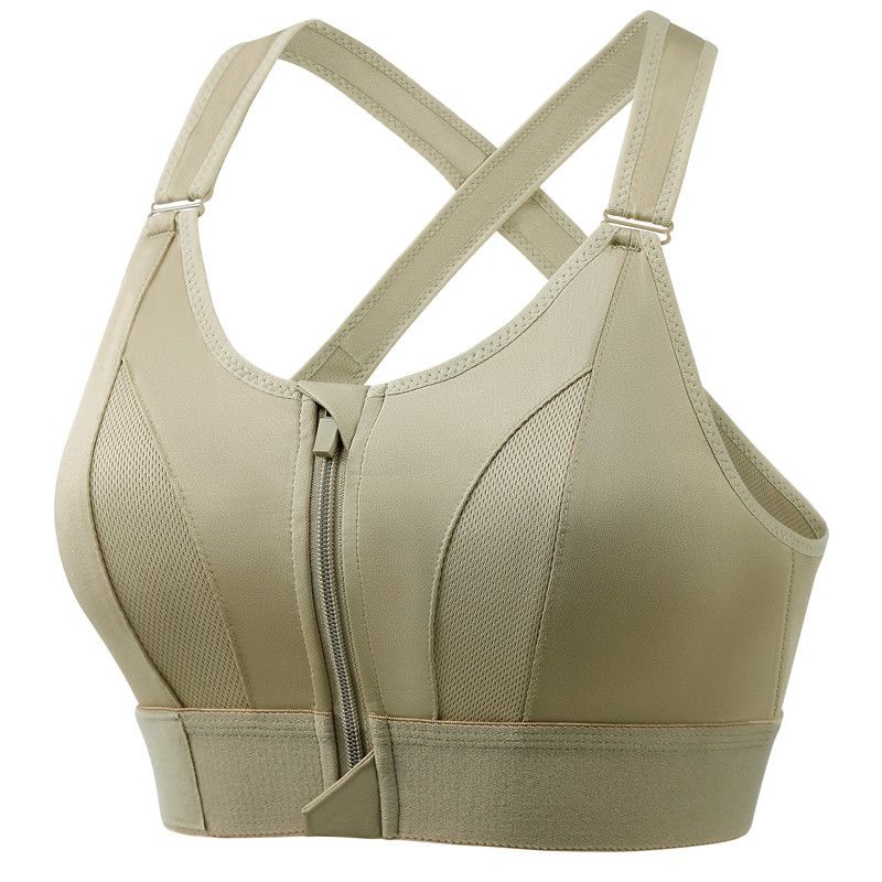 Sports Bra Women's Adjustable Sports Undershirt Front Zipper Shock Absorbent Circleless Yoga Underwear