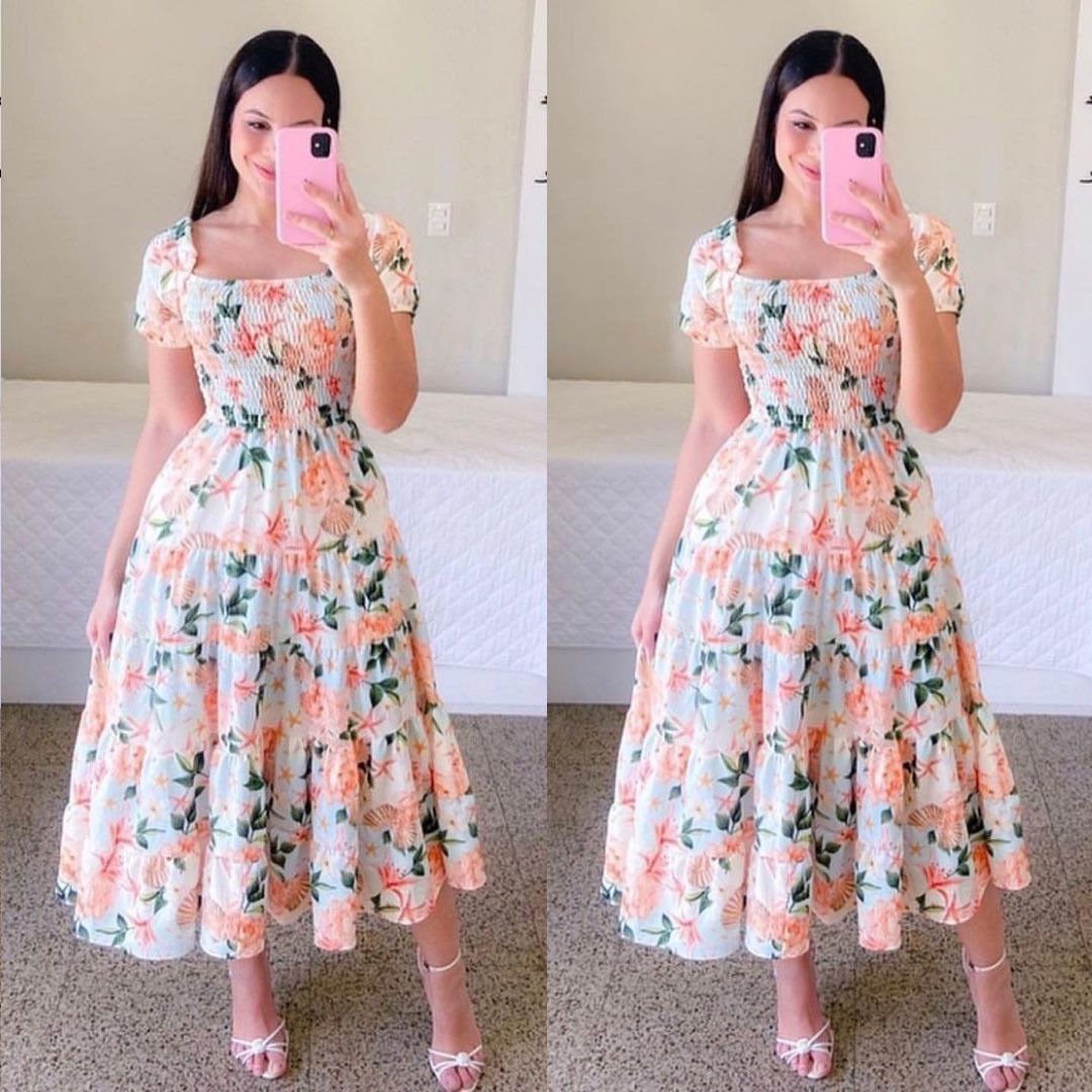 2025 summer new Europe and the United States and the United States women's dresses French fresh print fashion one-shoulder mid-length dresses