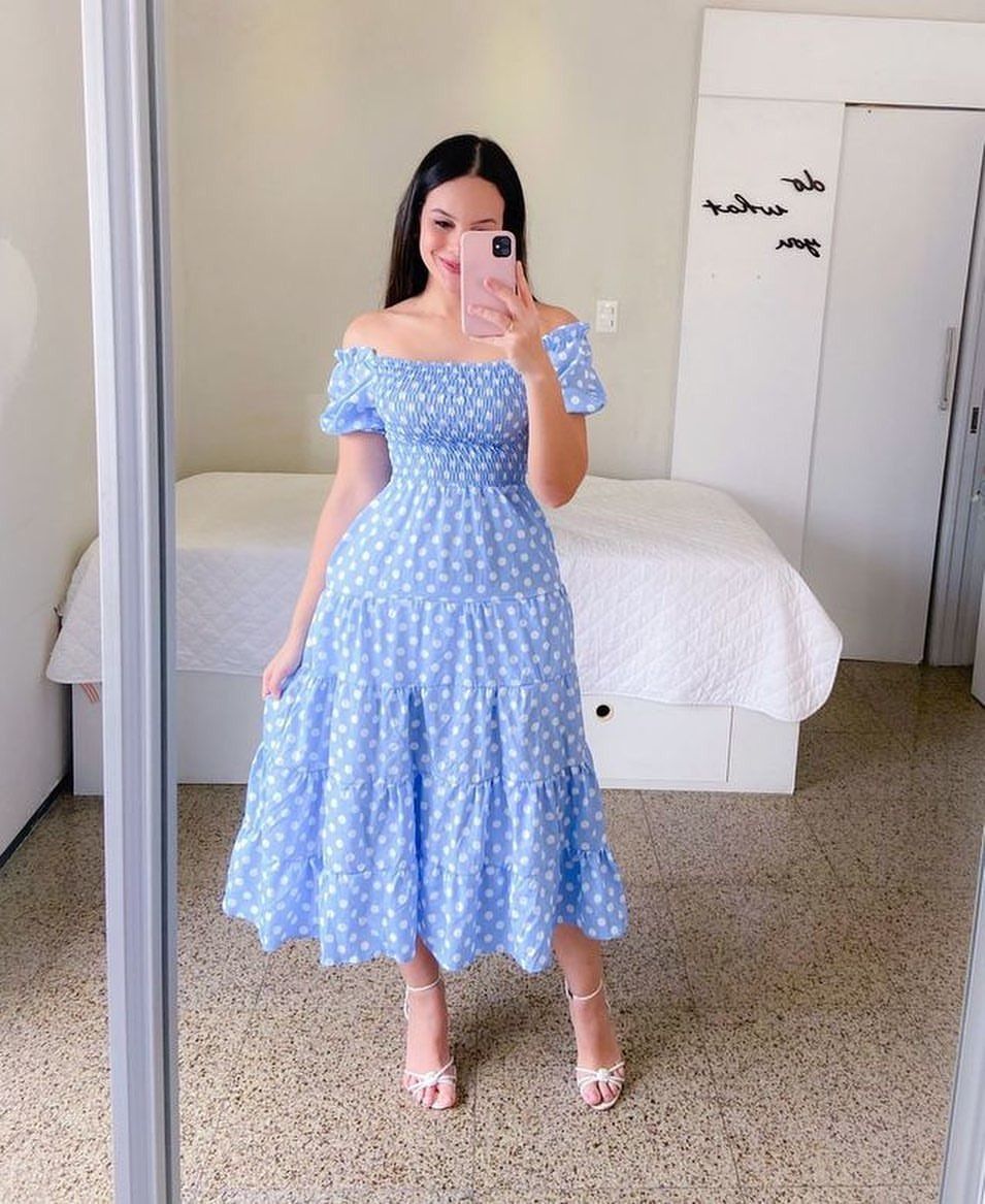 2025 summer new Europe and the United States and the United States women's dresses French fresh print fashion one-shoulder mid-length dresses