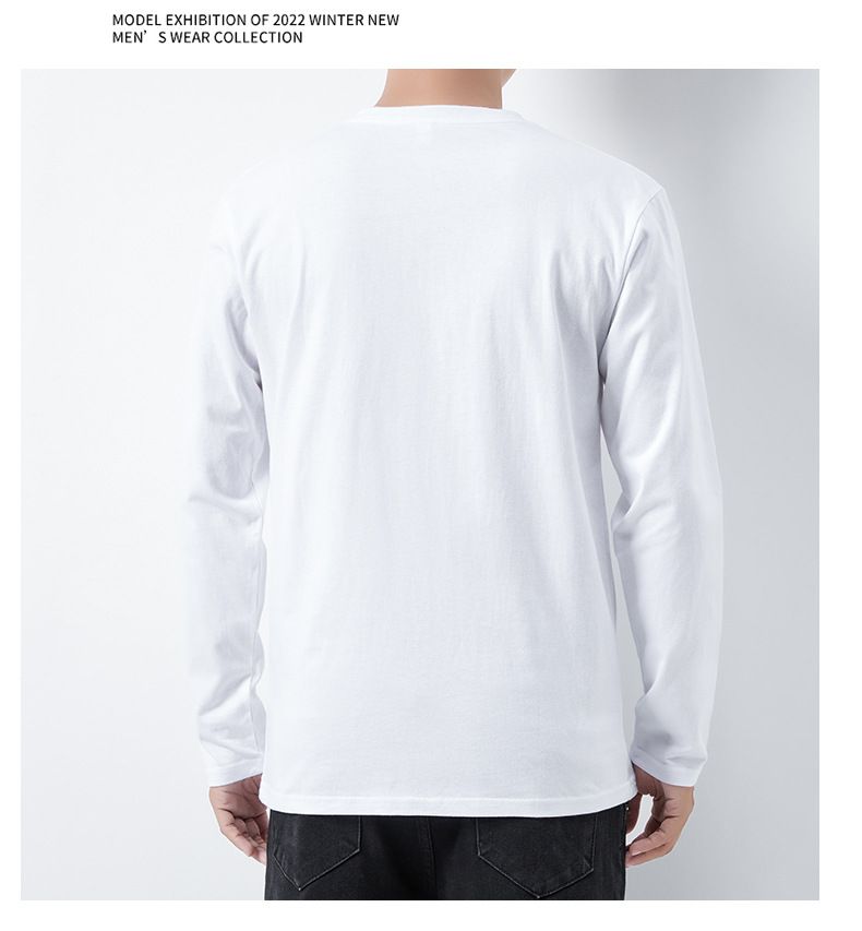 Spring long-sleeved T-shirt buttons V-neck men's large size loose cotton breathable T-shirt