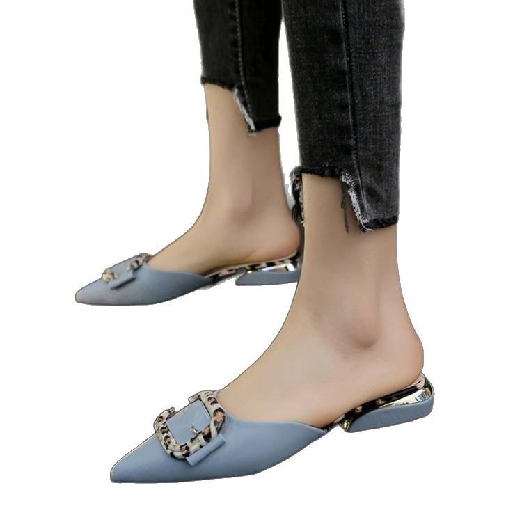 Pointed sandal slippers female external wear 2025 new summer shoes lazy slippers flat bottom small fragrant wind cool slippers
