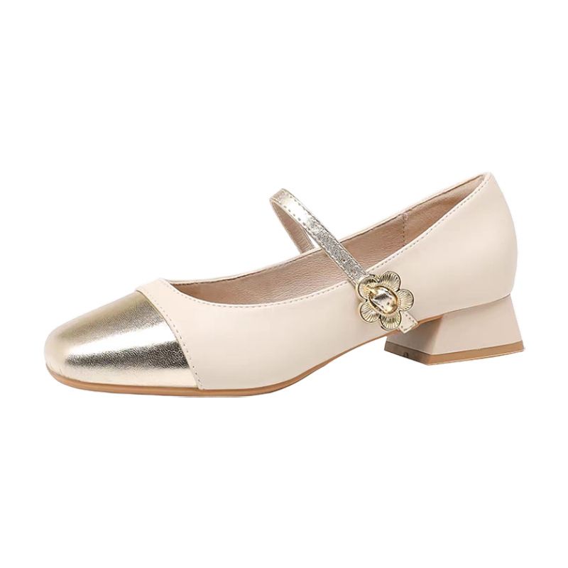 French low-heeled single shoes female Mary Jane shoes 2025 Spring and Autumn new thick heel color blocking small fragrant wind soft bottom single shoes