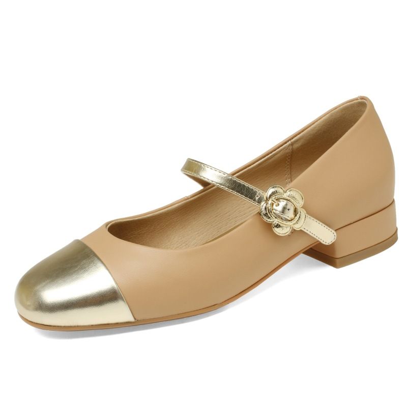 French low-heeled single shoes female Mary Jane shoes 2025 Spring and Autumn new thick heel color blocking small fragrant wind soft bottom single shoes