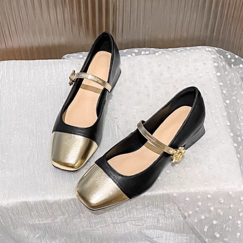 French low-heeled single shoes female Mary Jane shoes 2025 Spring and Autumn new thick heel color blocking small fragrant wind soft bottom single shoes