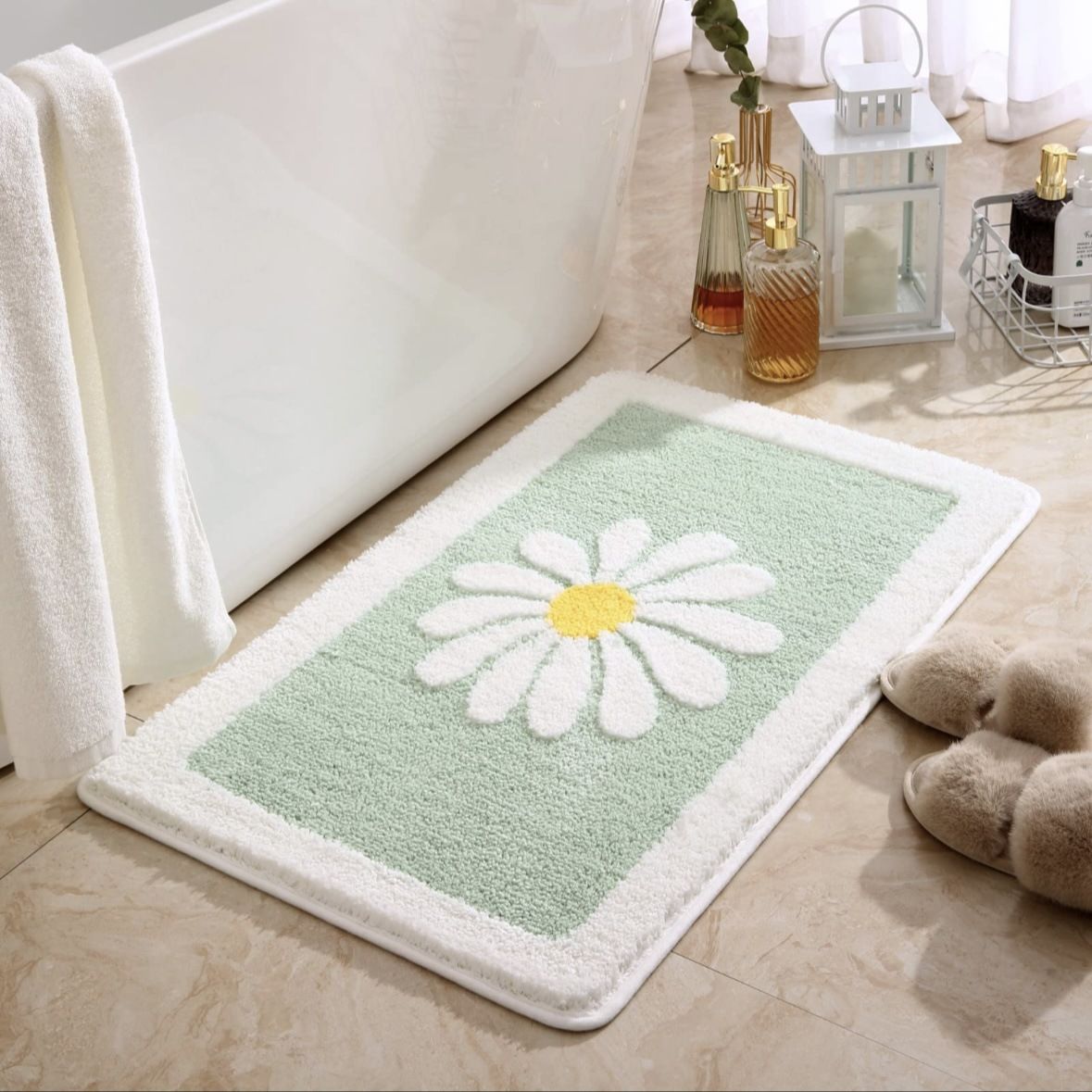 Bathroom floor mats imitation cashmere water-absorbent dirt-resistant foot mats bathroom non-slip mats shower door mats living room carpet