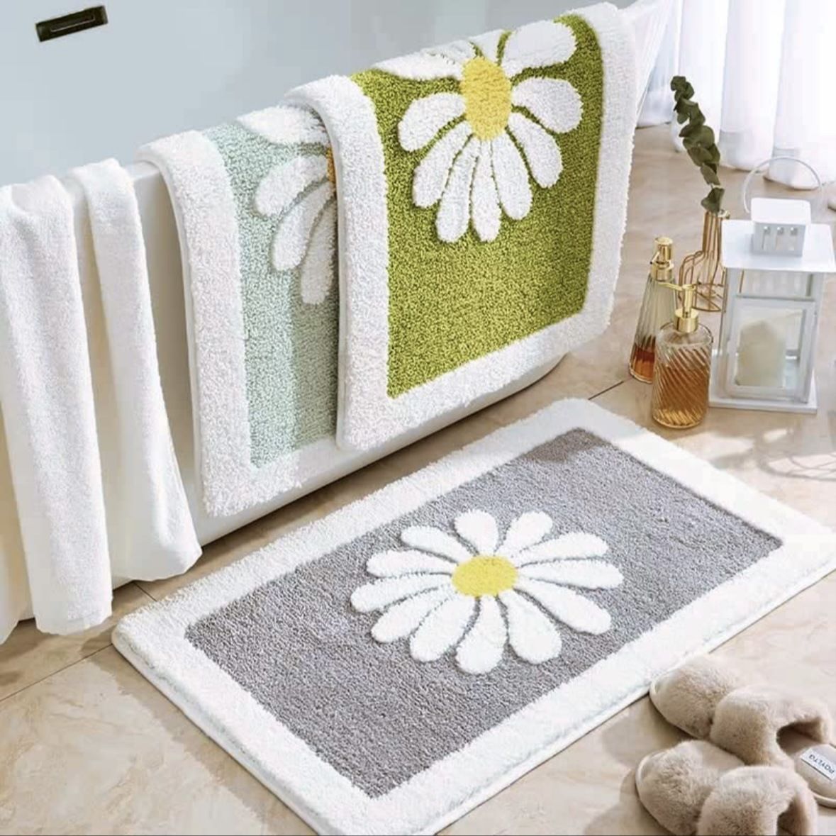 Bathroom floor mats imitation cashmere water-absorbent dirt-resistant foot mats bathroom non-slip mats shower door mats living room carpet
