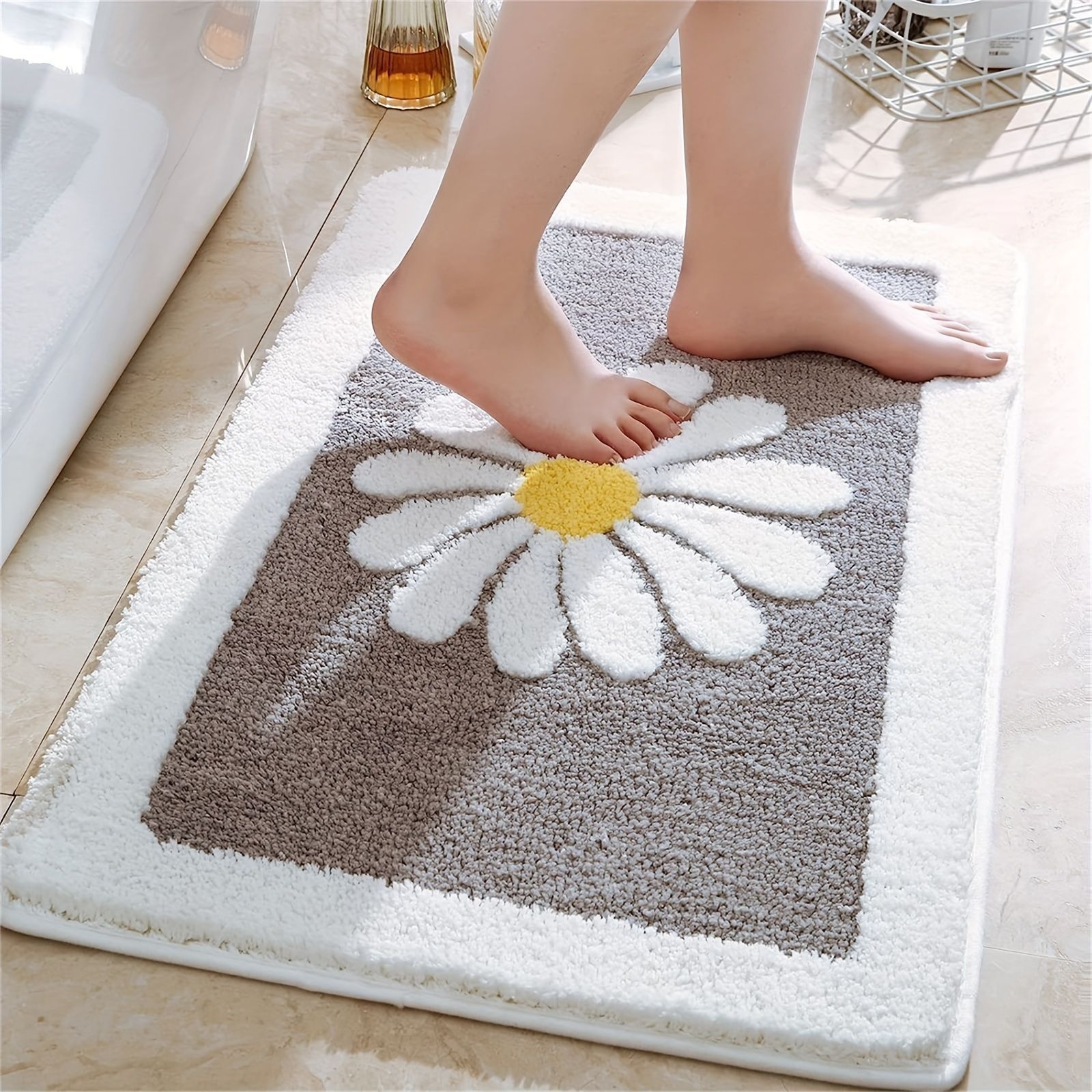 Bathroom floor mats imitation cashmere water-absorbent dirt-resistant foot mats bathroom non-slip mats shower door mats living room carpet