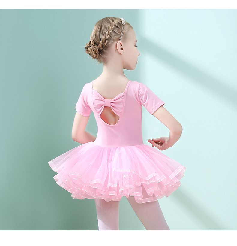 Pure cotton children's dance costume, girls' ballet skirt, little girls' practice outfit, pink long sleeved gauze skirt