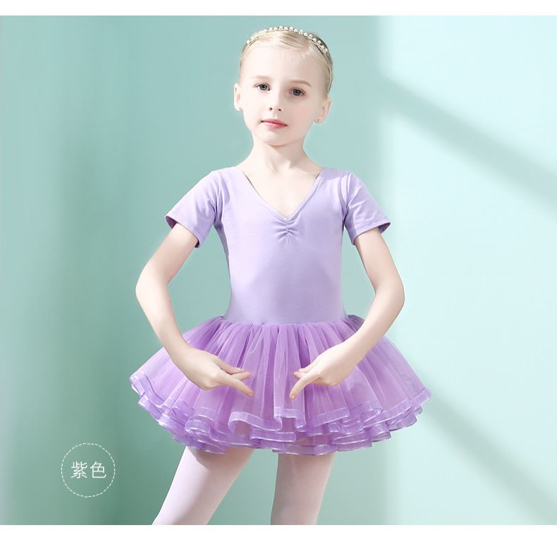 Pure cotton children's dance costume, girls' ballet skirt, little girls' practice outfit, pink long sleeved gauze skirt