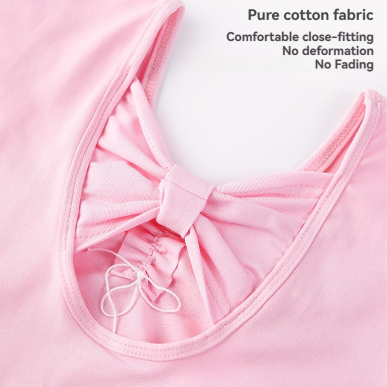 Pure cotton children's dance costume, girls' ballet skirt, little girls' practice outfit, pink long sleeved gauze skirt