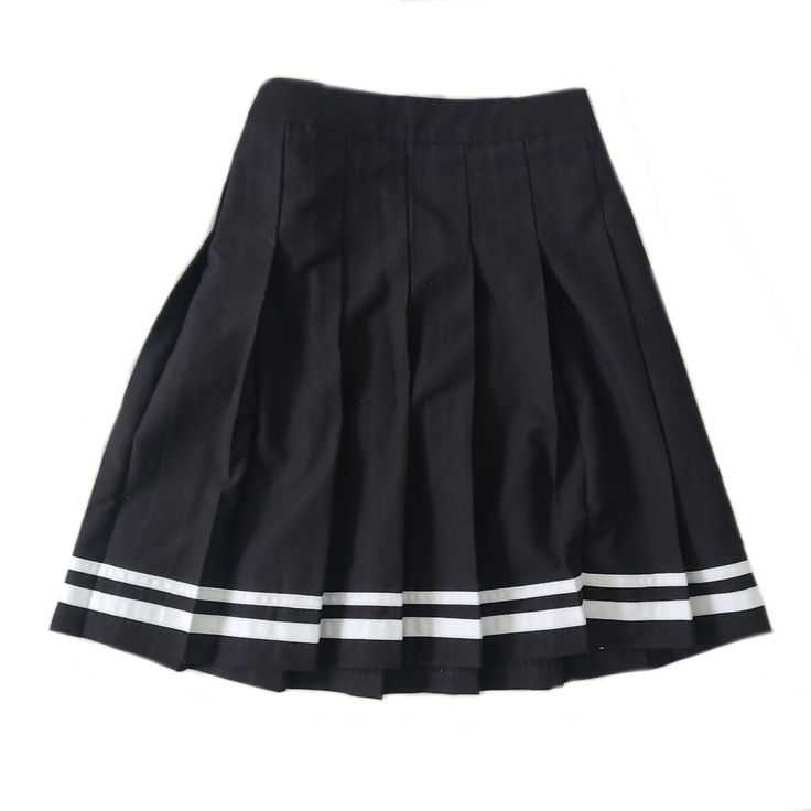 Black tennis skirt with white stripes and inbuilt innerware