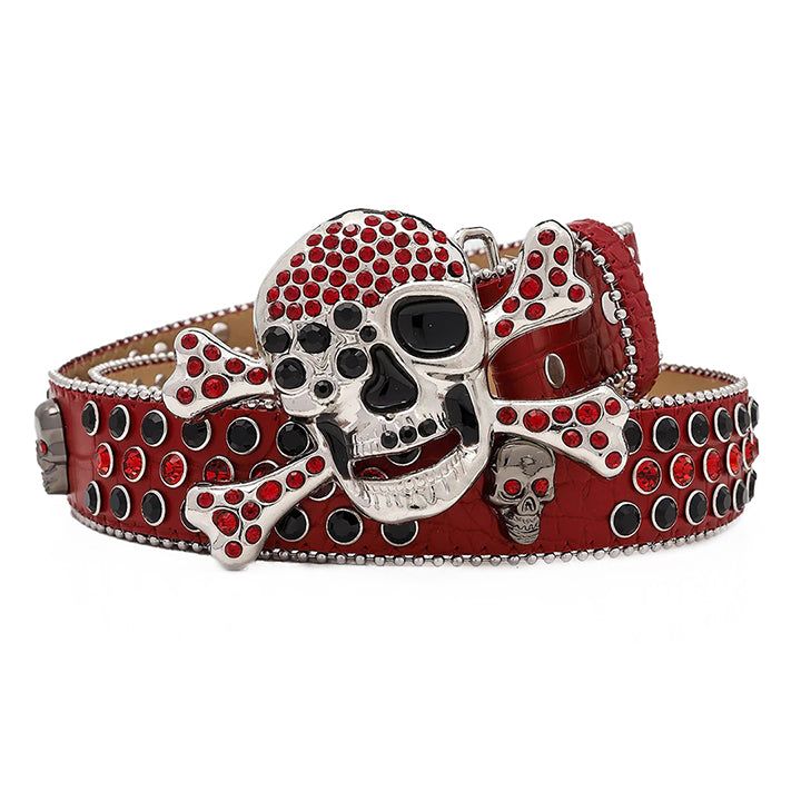 Red Skull Studded Bling Bling Classic Belt