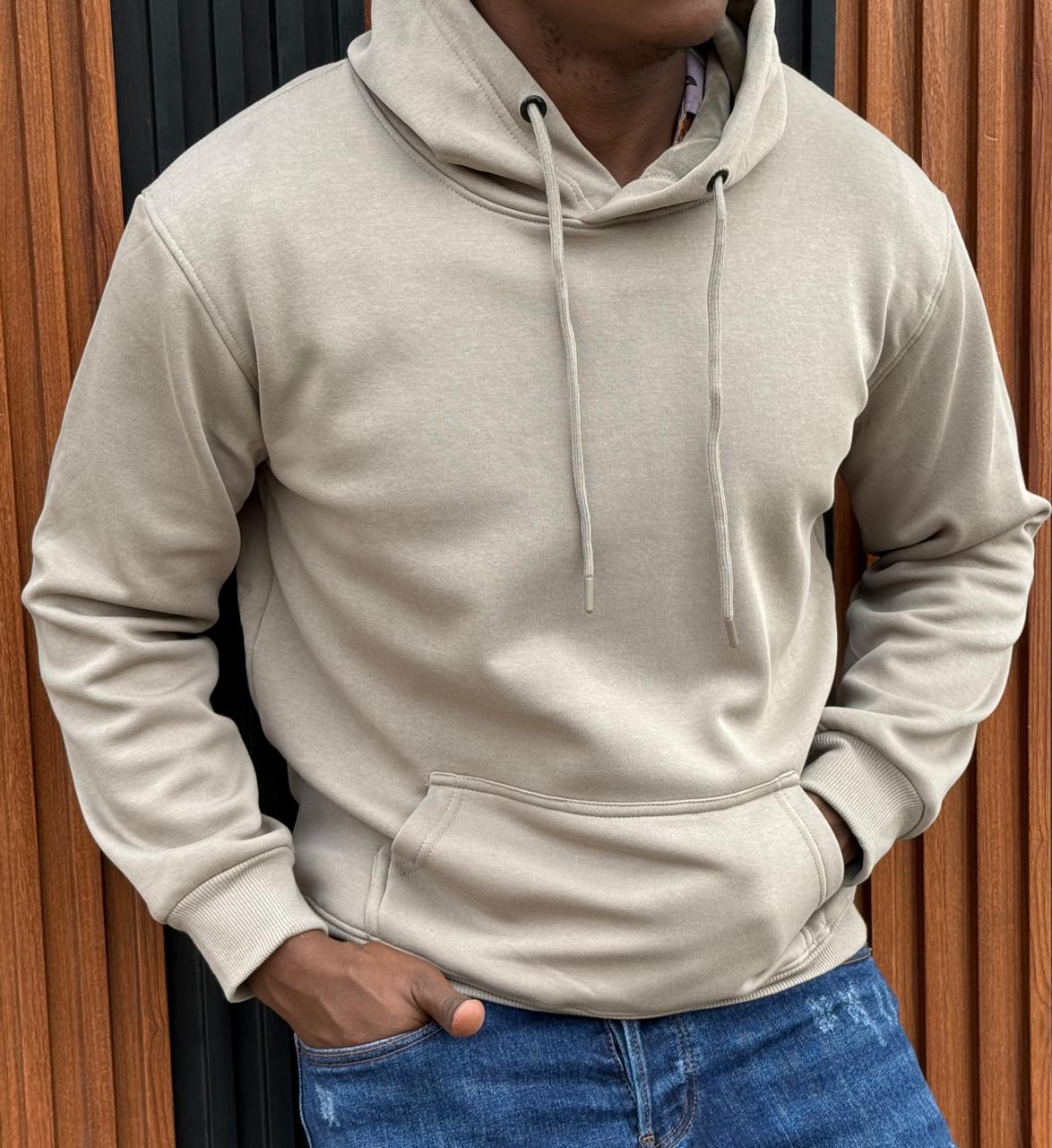 Beige Hoodie with Classic Front Pockets