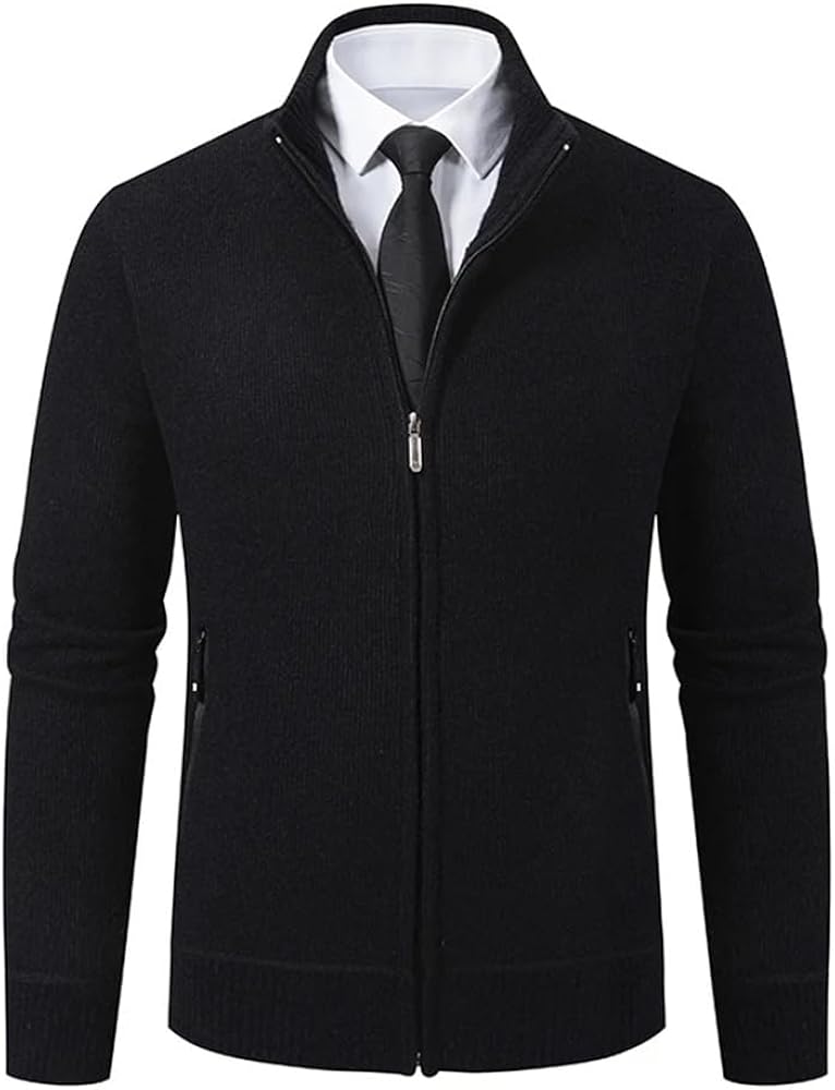 Men's 3-in-1 Formal Set – Black Zip-Up Jacket, White Long Sleeve  Shirt & Black Tie