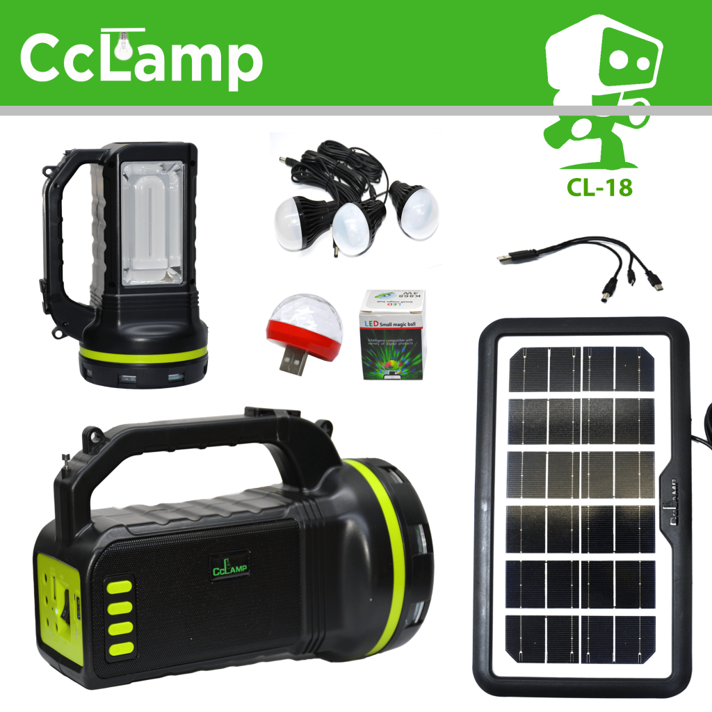 Solar Rechargeable Lamp with FM ,MUSIC, USB, SSD CARD, SPORTLIGHT and BLUETOOTH