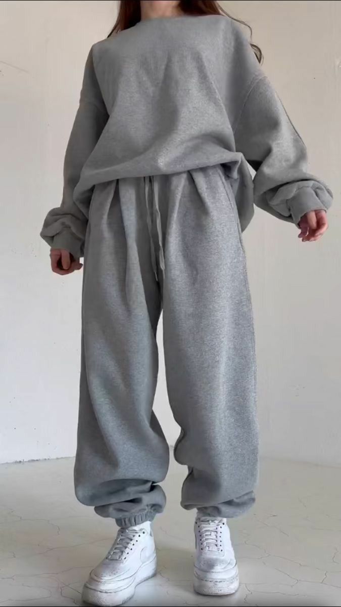 Grey Women's High-Waisted Drawstring Jogger Sweatpants