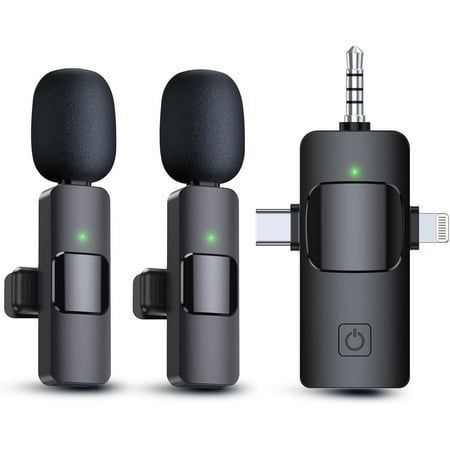 Dual Wireless Microphone Set – 20m accessible reception Plug & Play for Interviews, Vlogging & Live Shows