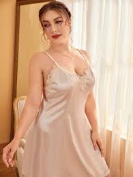 LuxeSilk LaceTrimmed Satin Nightdress Champagne Glow