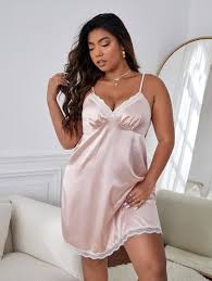 LuxeSilk LaceTrimmed Satin Nightdress Champagne Glow