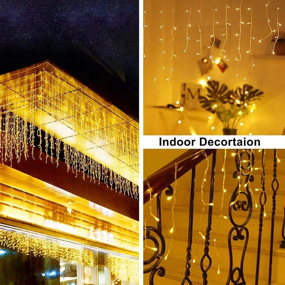 Electric Curtain String Light – 4m x 0.7m – Warm Glow for Indoor & Outdoor Décor