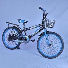Kids' Training Bicycle – Black & Blue with Basket Size20