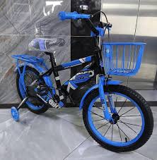 Kids' Training Bicycle – Black & Blue with Basket Size20