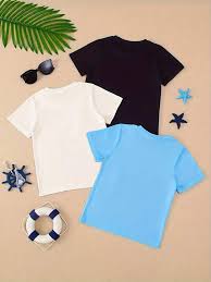 3 Kids’ Classic Cotton T-Shirts 3  colours Black, Blue & White