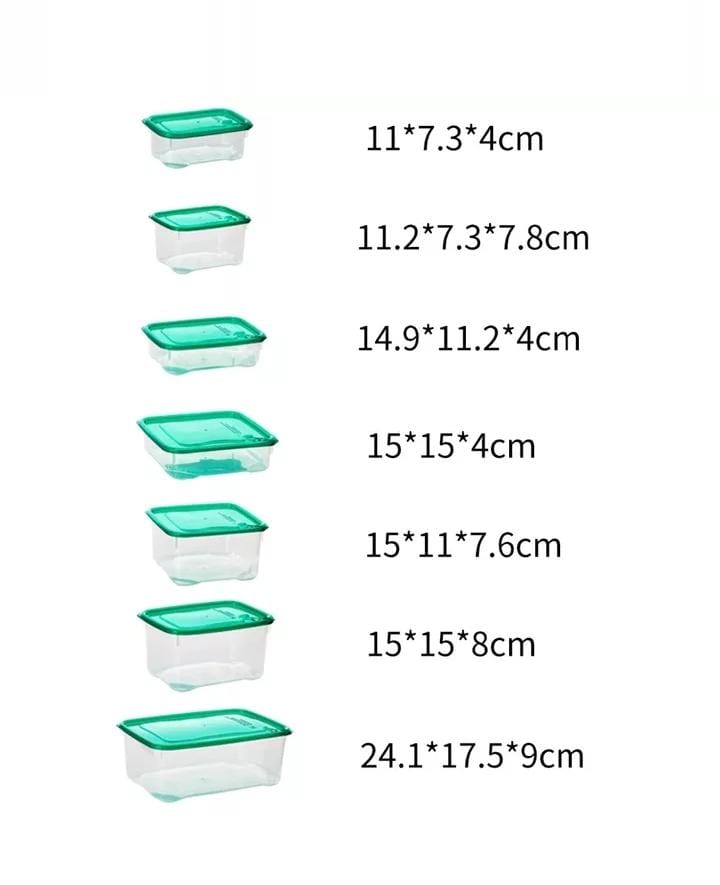*17/sets Fresh-keeping Food Box Set

Refrigerator Plastic Sealed Cans /Lunch Boxes Preservation Transparent Sealed Container Jars

🛑 please see dimensions/sizes on the diagrams (colors green and pink