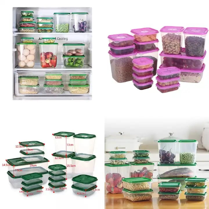 *17/sets Fresh-keeping Food Box Set

Refrigerator Plastic Sealed Cans /Lunch Boxes Preservation Transparent Sealed Container Jars

🛑 please see dimensions/sizes on the diagrams (colors green and pink