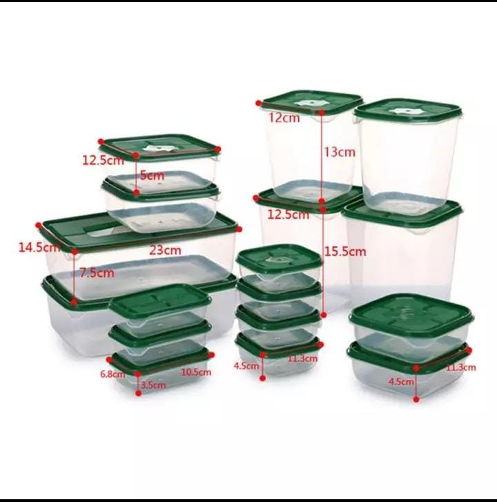 *17/sets Fresh-keeping Food Box Set

Refrigerator Plastic Sealed Cans /Lunch Boxes Preservation Transparent Sealed Container Jars

🛑 please see dimensions/sizes on the diagrams (colors green and pink