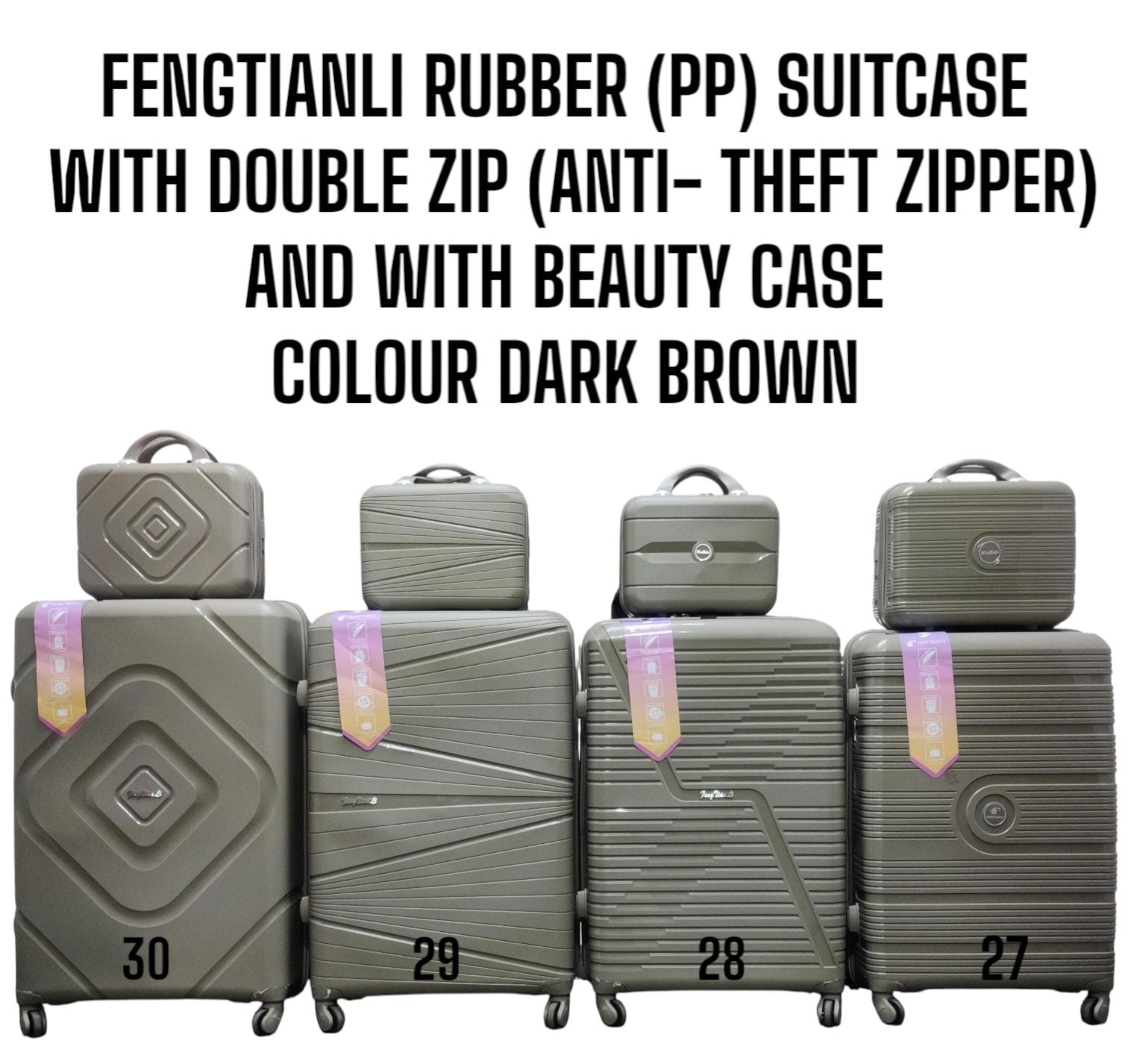 Size 4 Fashion 4 IN 1 UNBREAKBLE LAXURIOUS RUBBER SUITCASE BRIEFCASE TRAVEL BAG