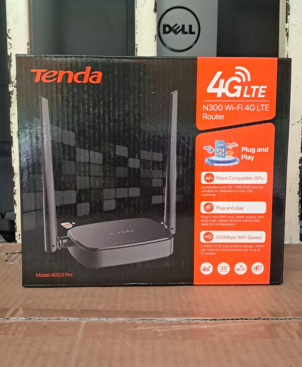 Tenda 4G03 Pro N300 Wi-Fi 4G LTE Router. This device provides internet connectivity using a 4G SIM card, offering a simple plug-and-play setup. 
Connectivity: Supports 4G LTE networks with speeds up t