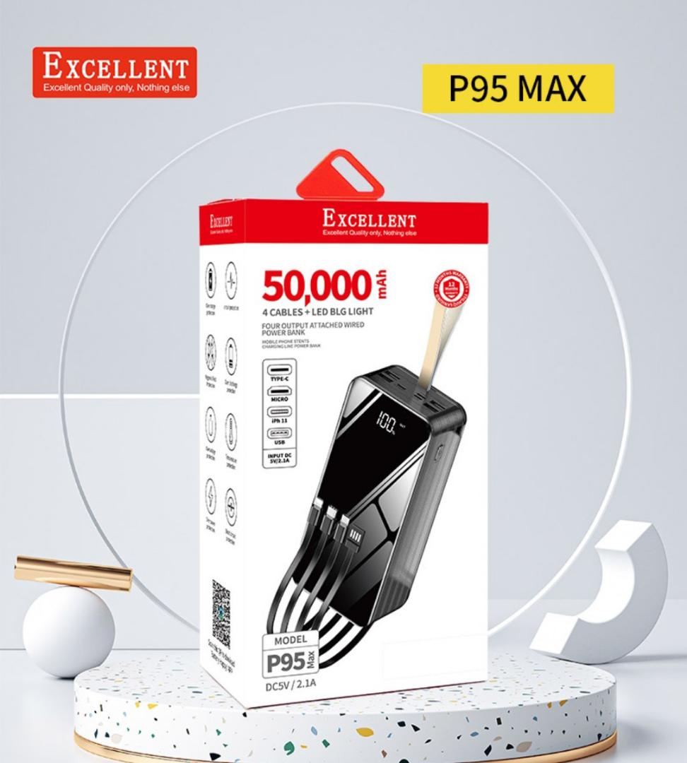 Excellent P95 Max 50,000mah powerbank, high capacity and supports fast charging.